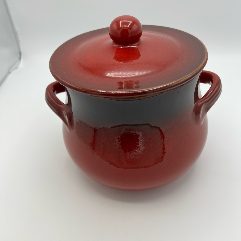 De Silva Fabrique En Italie Terracotta Bean Pot Cookware 2 1/2 Quarts Red Glazed